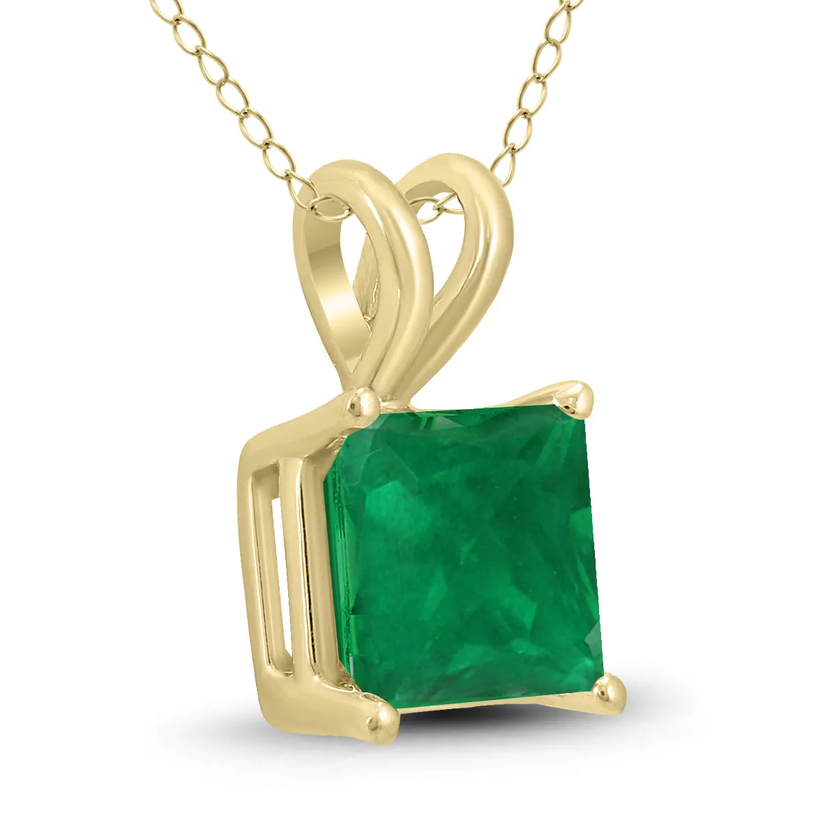 14K Yellow Gold 4Mm Square Emerald Pendant