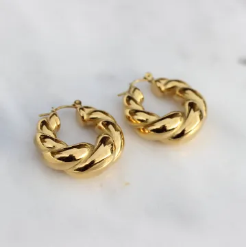 18K Gold-Filled Chunky Twisted Hoop Earrings
