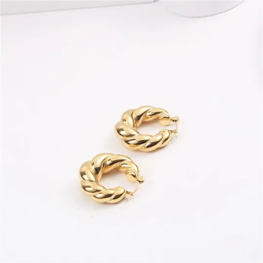 18K Gold-Filled Chunky Twisted Hoop Earrings
