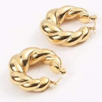 18K Gold-Filled Chunky Twisted Hoop Earrings