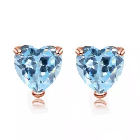 24k Rose Gold Plated 3 Carat Heart Created Aquamarine Sapphire Stud Earrings