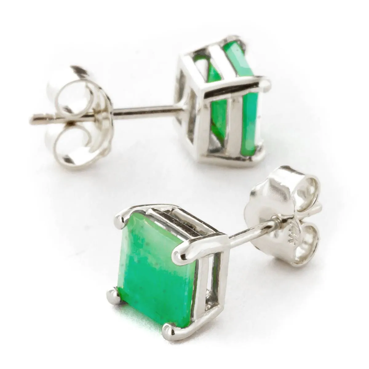 2.9 Carat 14K Solid White Gold Lights On Emerald Earrings