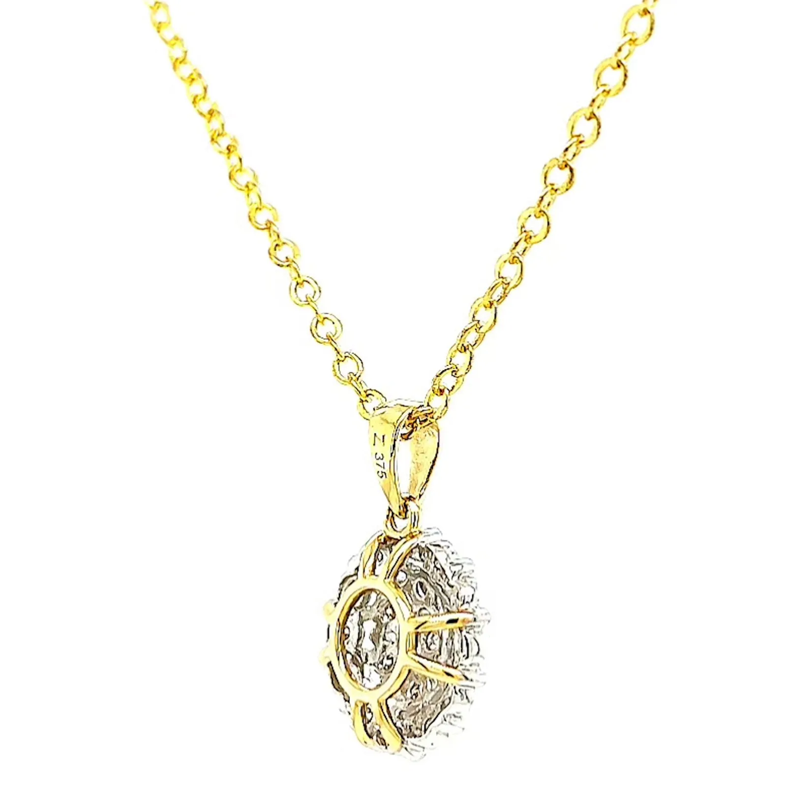 9ct Two Tone Gold Round Brilliant Cut 0.10 CARAT tw of Diamond Pendant