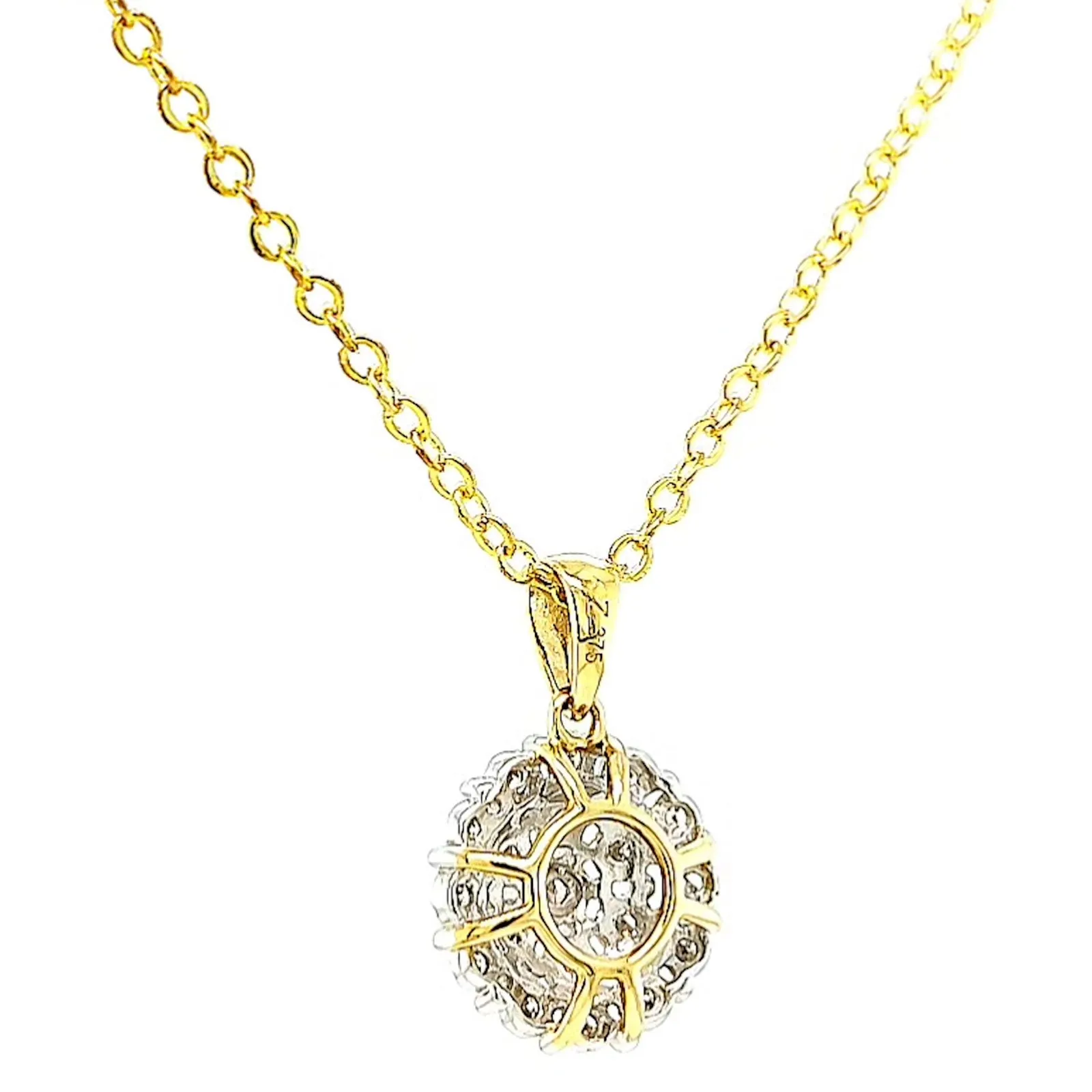 9ct Two Tone Gold Round Brilliant Cut 0.10 CARAT tw of Diamond Pendant