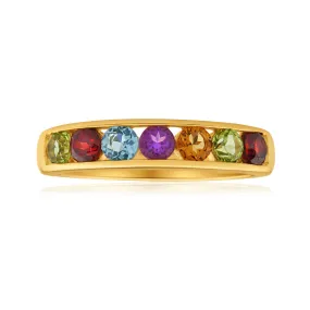 9ct Yellow Gold Amethyst   Blue Topaz   Citrine   Garnet   Peridot Ring