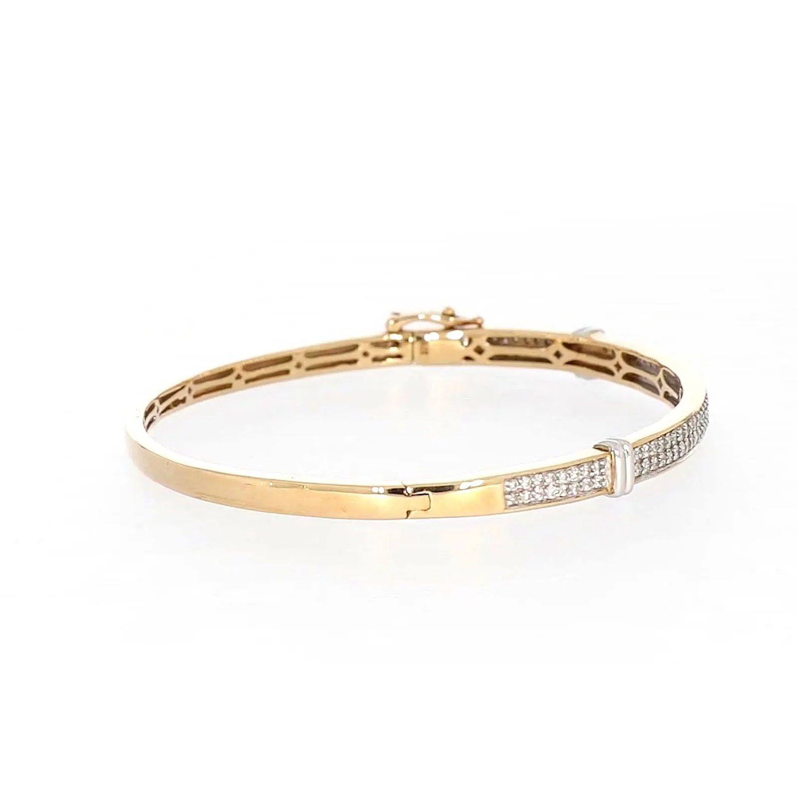 9ct Yellow Gold Round Brilliant Cut with 1 CARAT tw of Diamonds Bangle