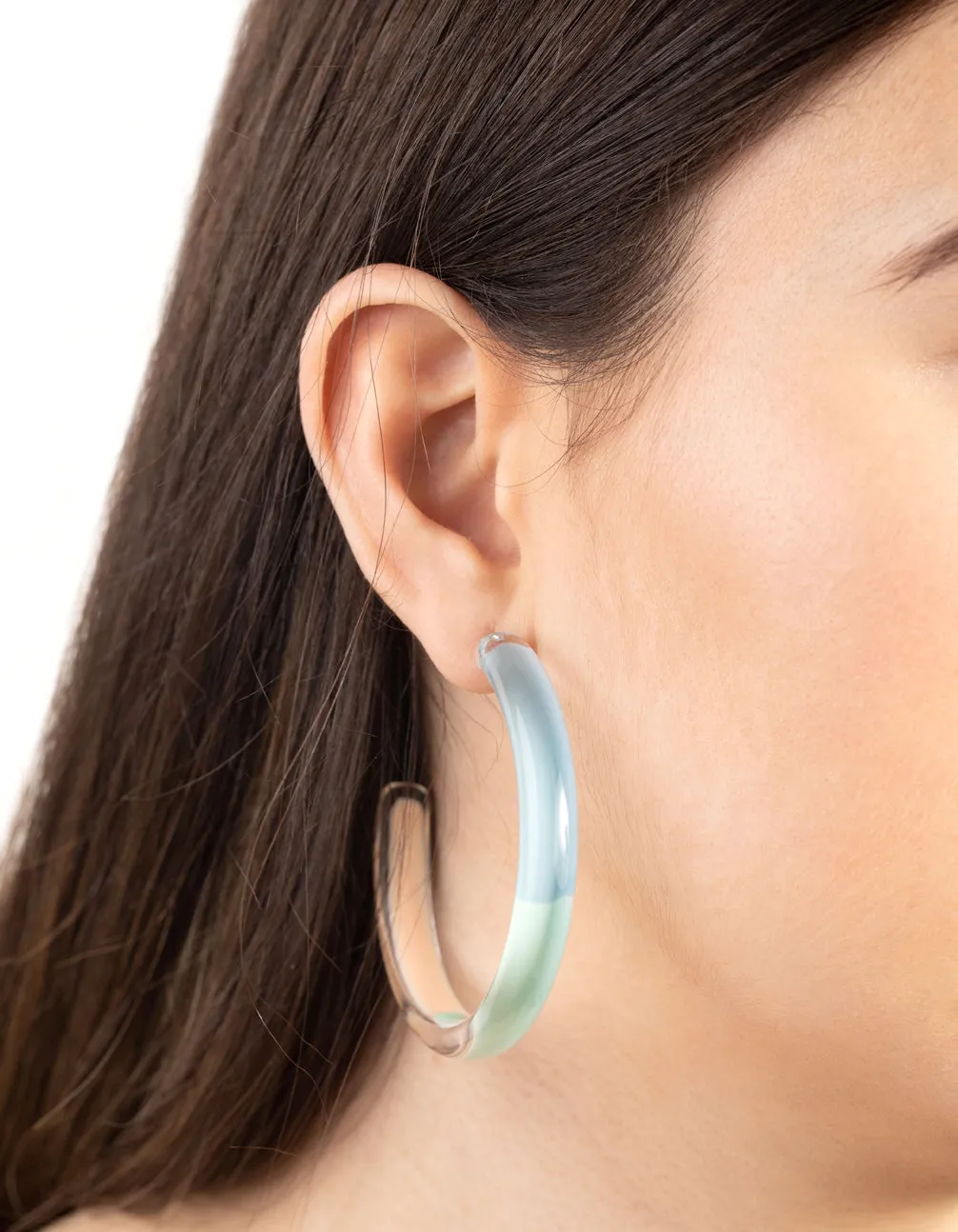 Acrylic 3-Tone Hoop Earrings