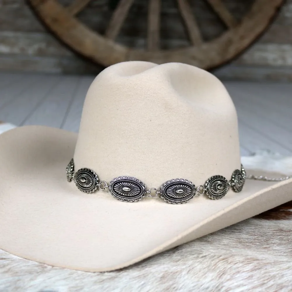 Antiqued Oval Concho Hat Band - Briscoe