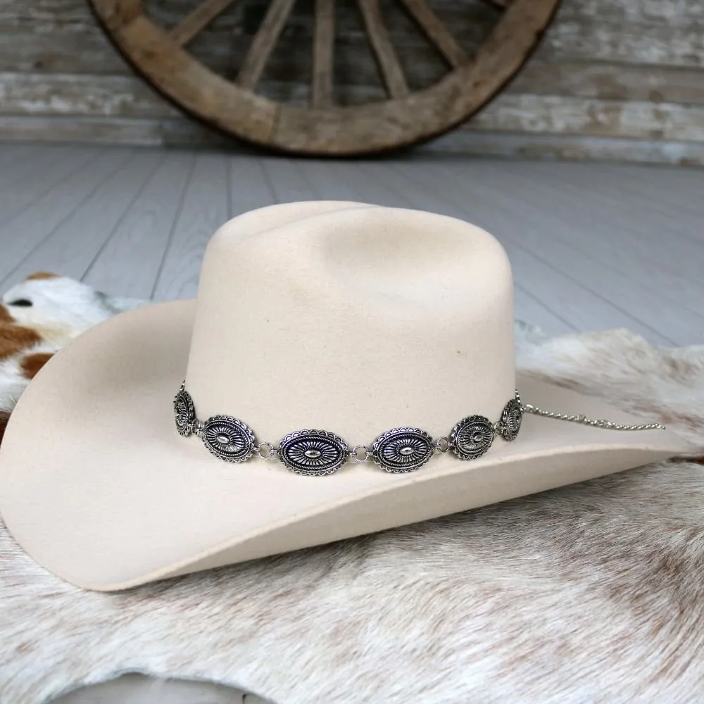 Antiqued Oval Concho Hat Band - Briscoe