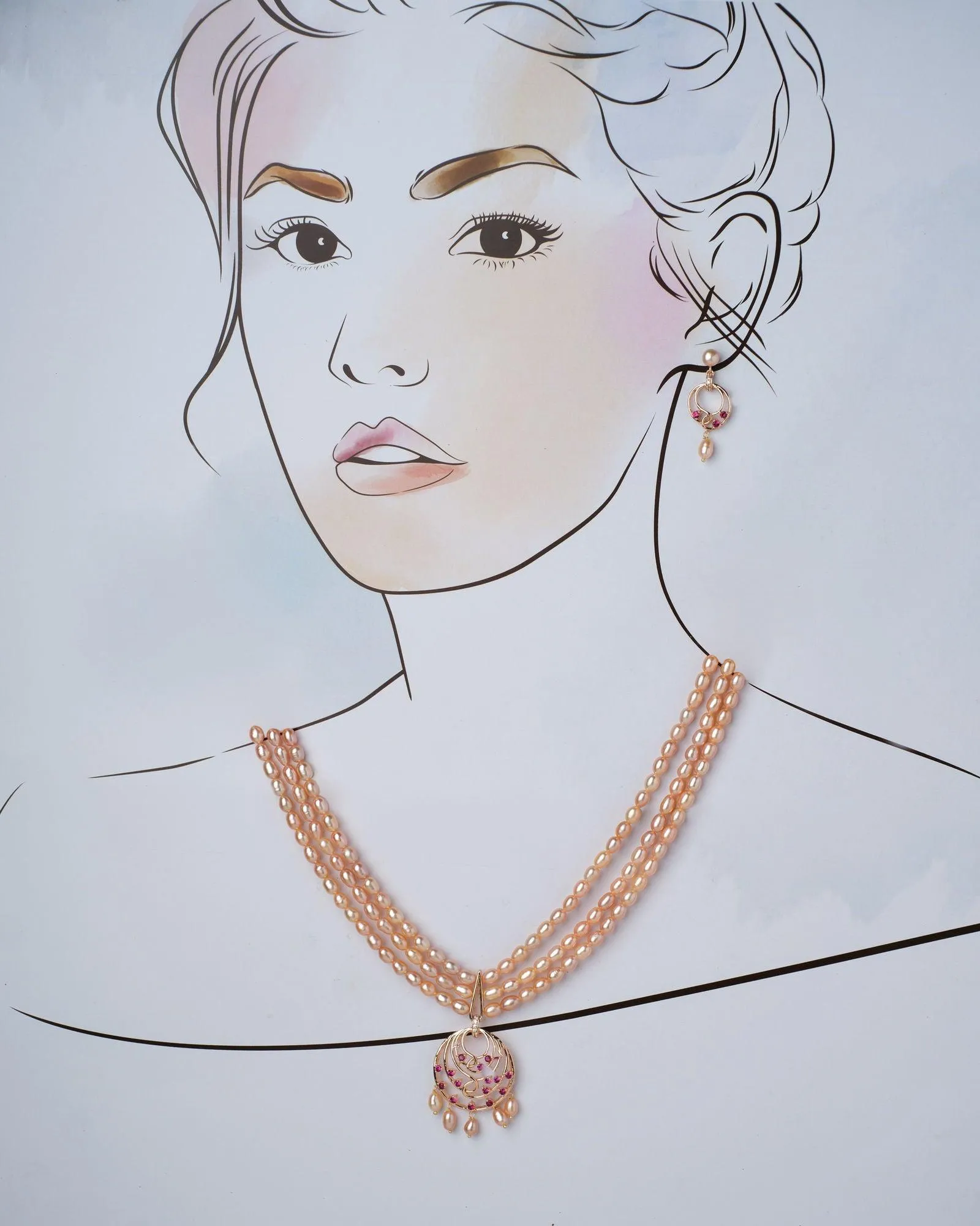 Areebha Pearl Necklace Set