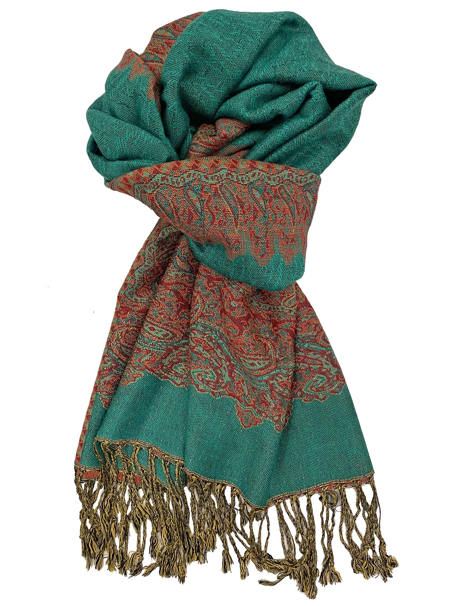 Baroque Print Pashmina Shawl Scarf With Fringe