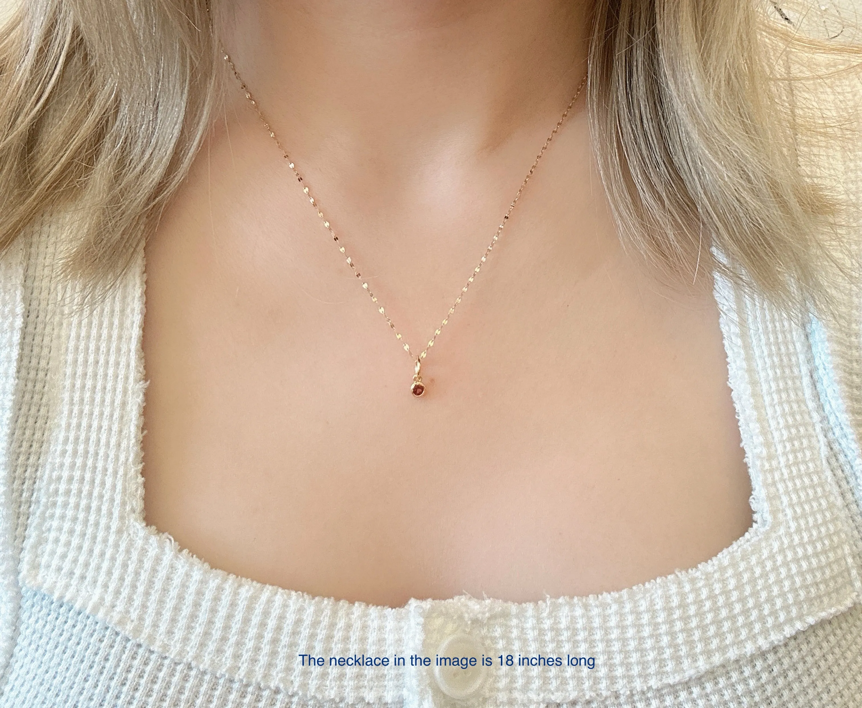 Celebration Bezel Set Necklace - Garnet