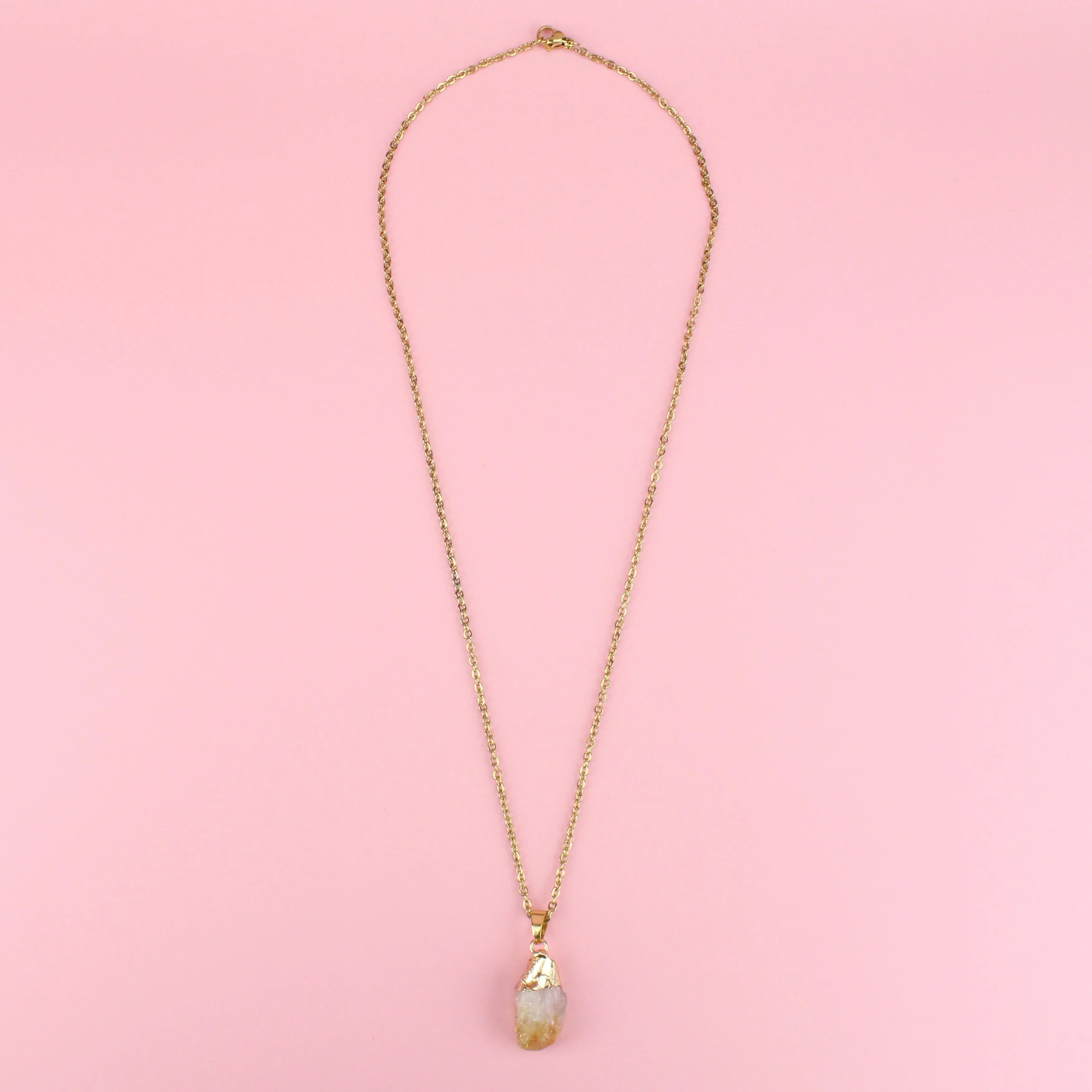 Citrine & Gold Leaf Necklace