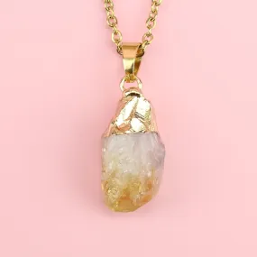 Citrine & Gold Leaf Necklace