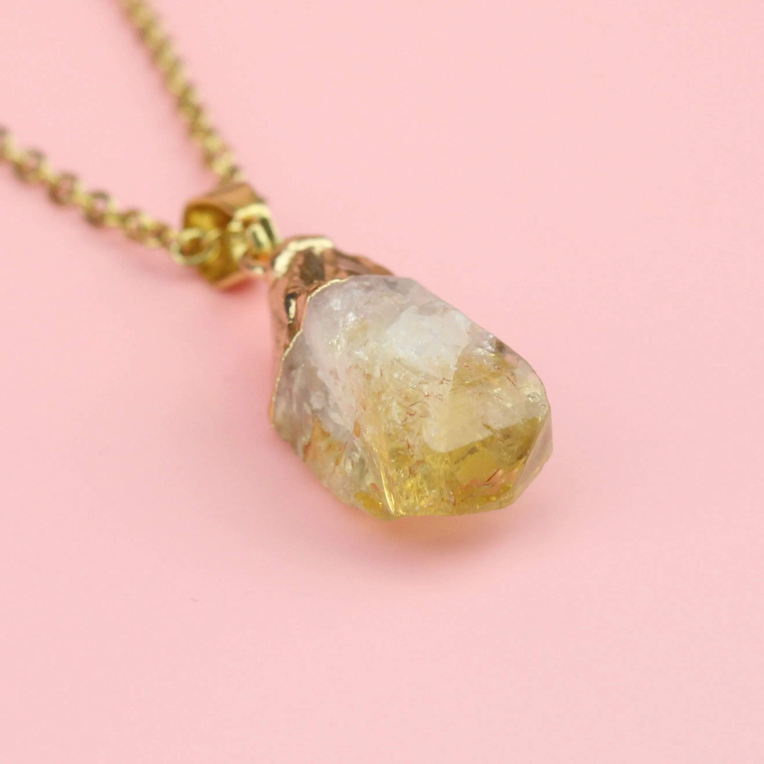 Citrine & Gold Leaf Necklace