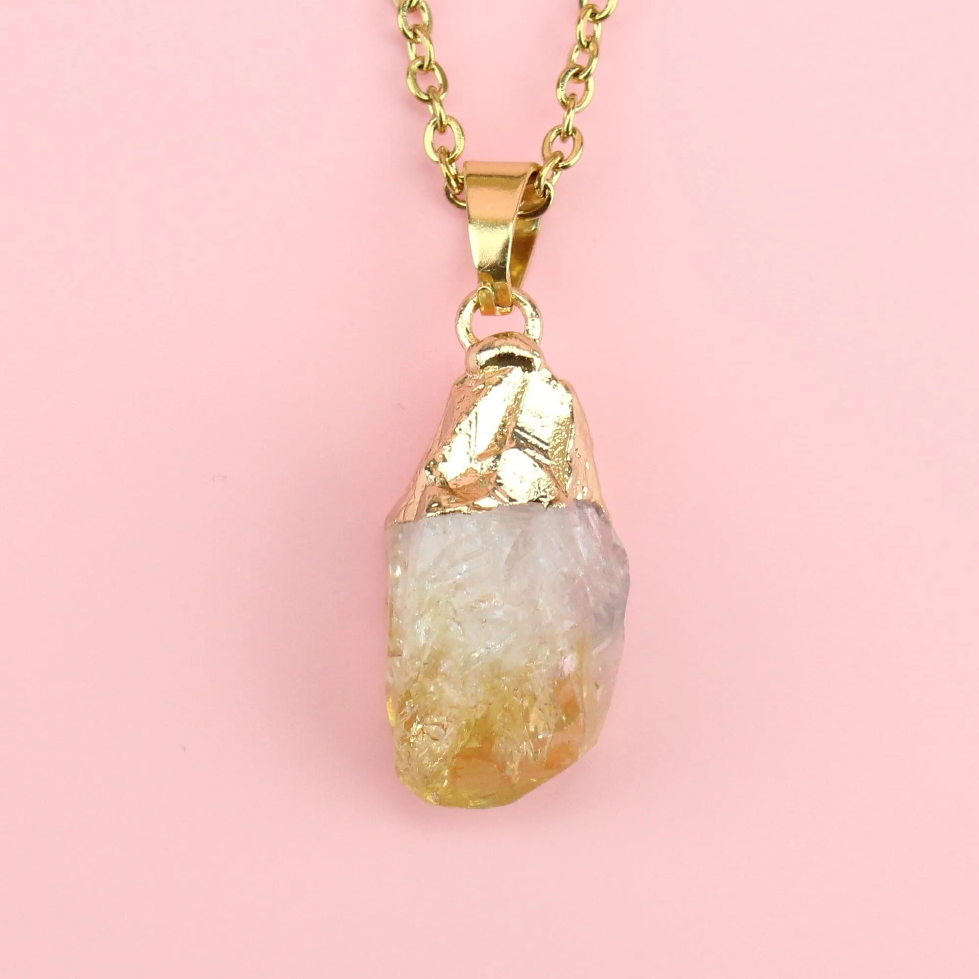 Citrine & Gold Leaf Necklace