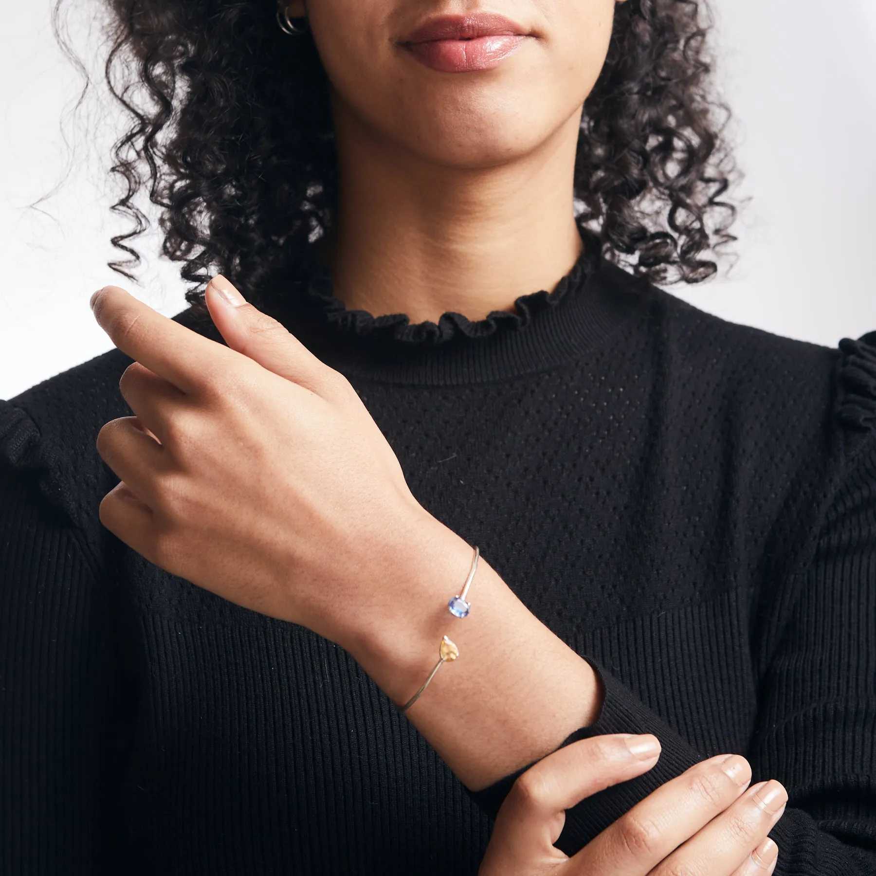 Citrine & Kyanite Bangle Bracelet