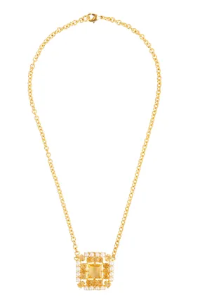 Citrine Pearl Pendant Necklace