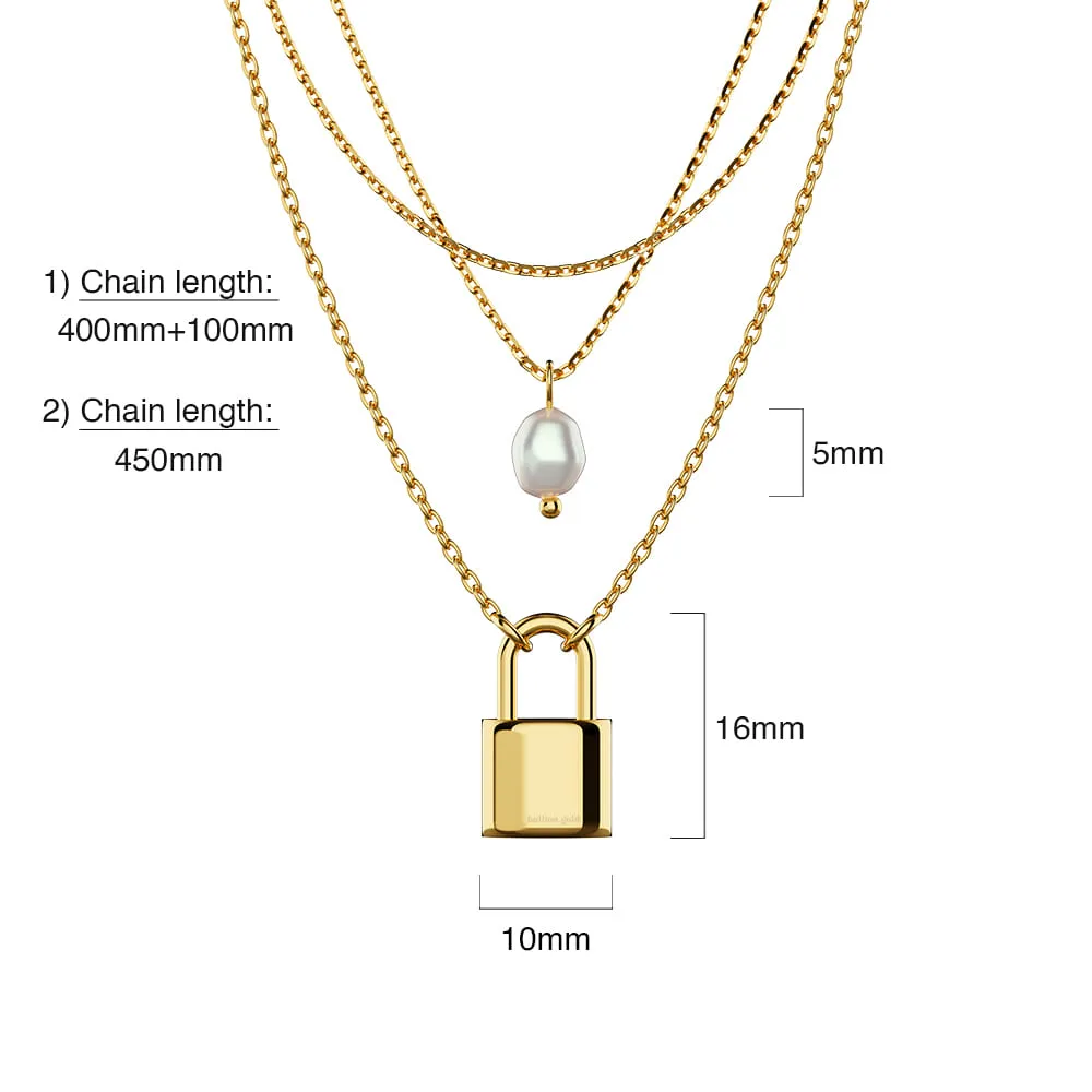 Dainty Lock & Pearl Necklace
