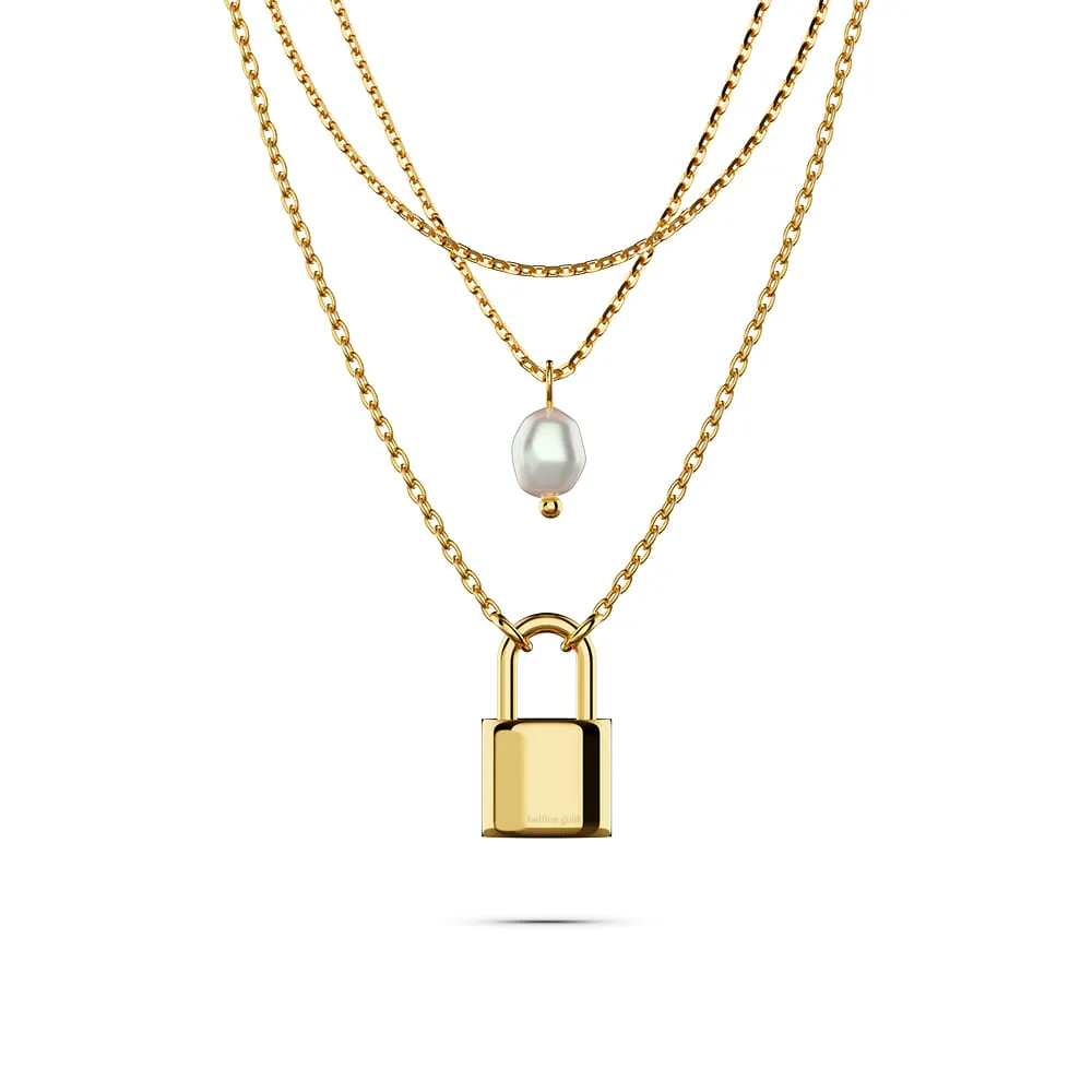 Dainty Lock & Pearl Necklace