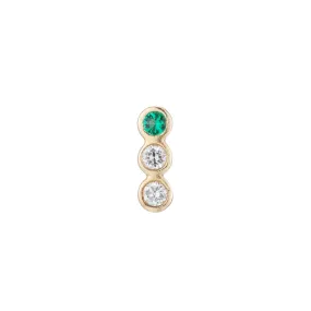Diamond Emerald 3 Bezel Earring (Single) (ready to ship option)*
