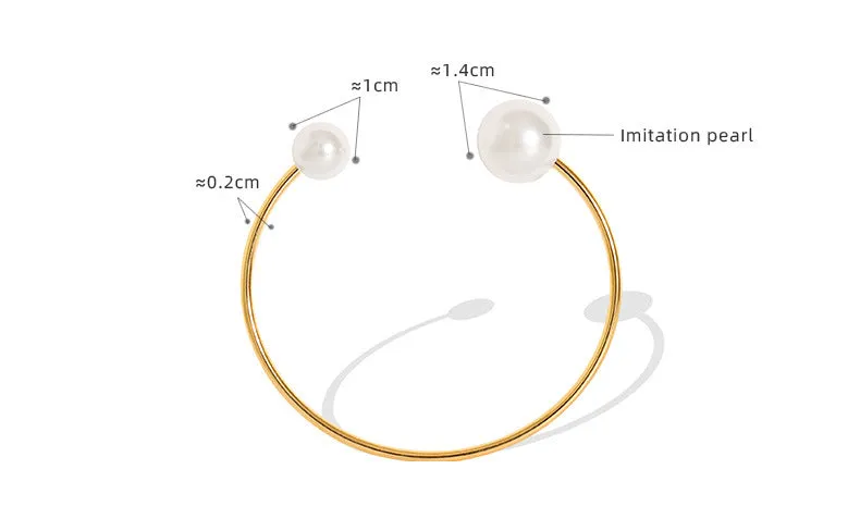 Double Pearls Bangle Bracelet