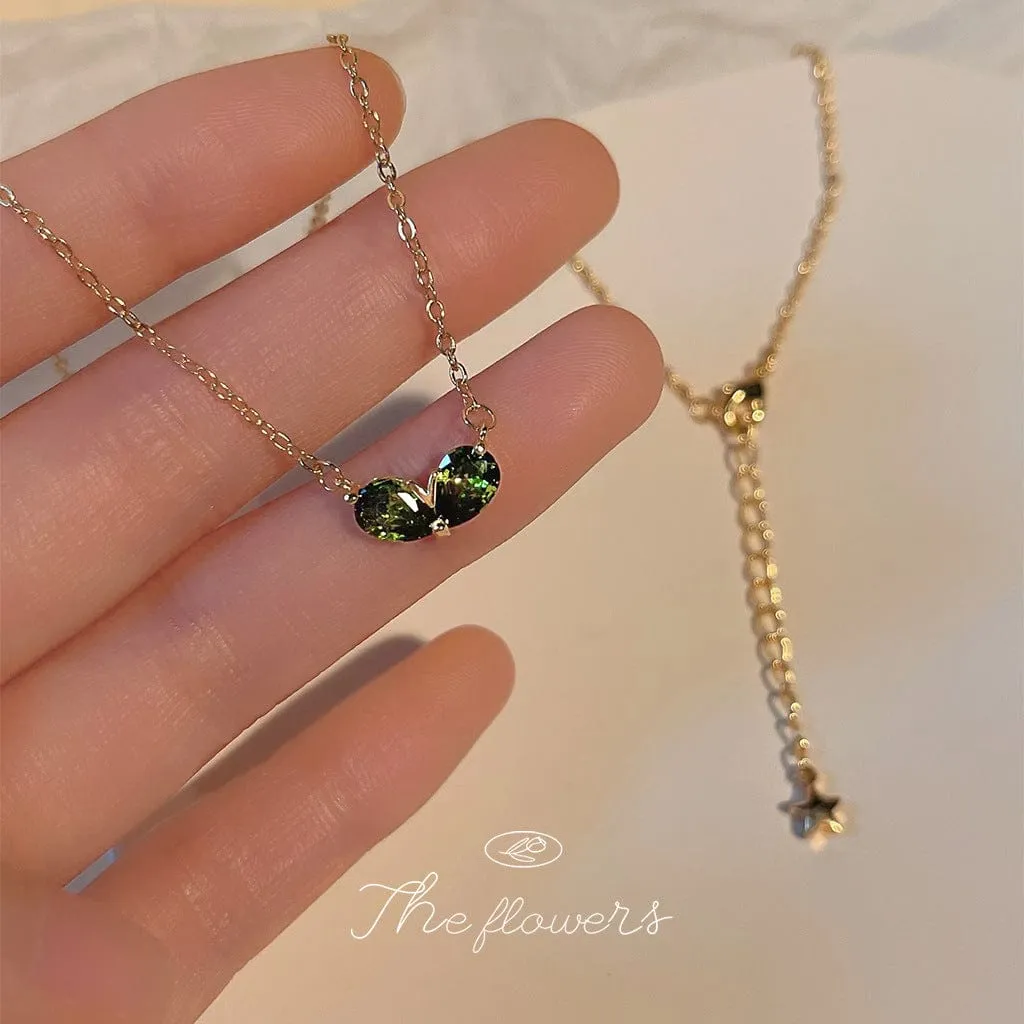 Elegant Gold Plated Emerald Heart Necklace