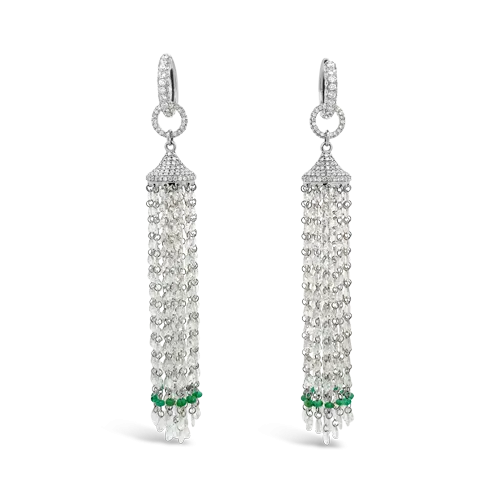 Emerald & Diamond Tassel Earrings