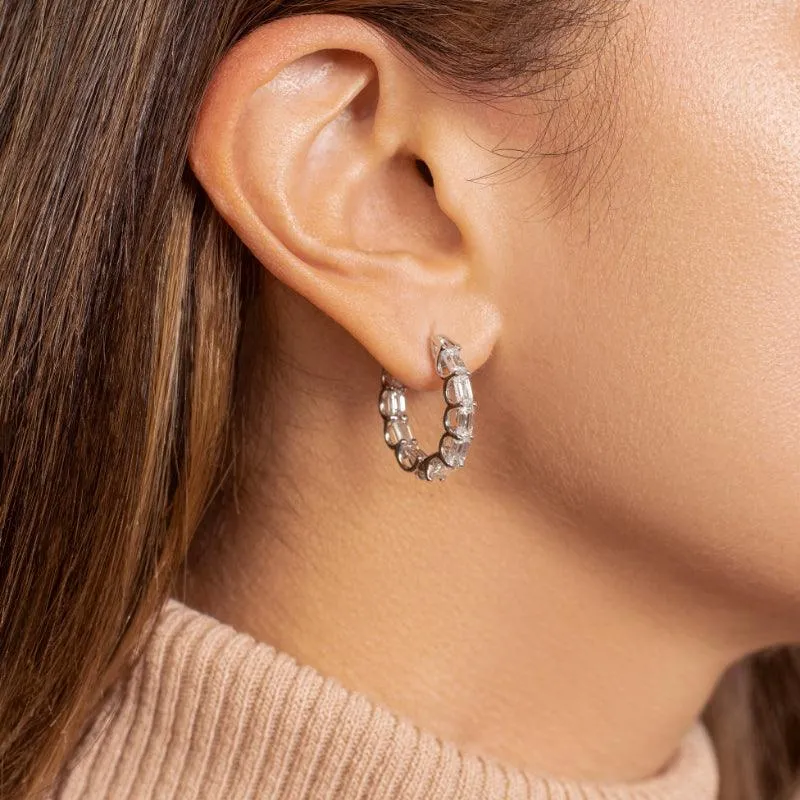 Emerald Diamond Eternity Inside Out Hoops