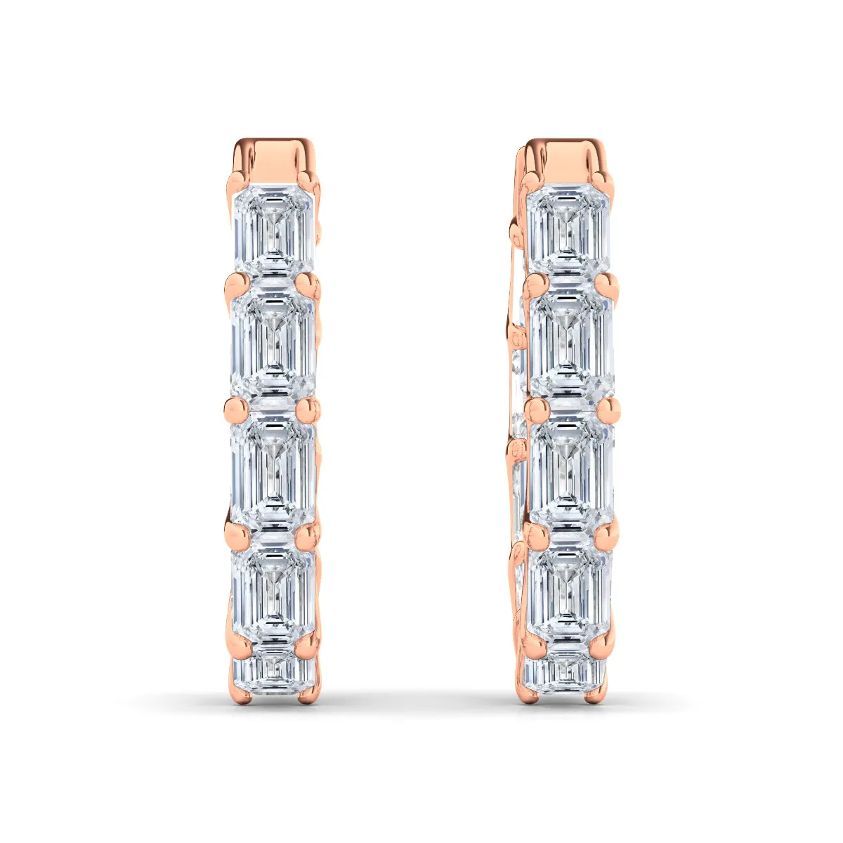 Emerald Diamond Eternity Inside Out Hoops