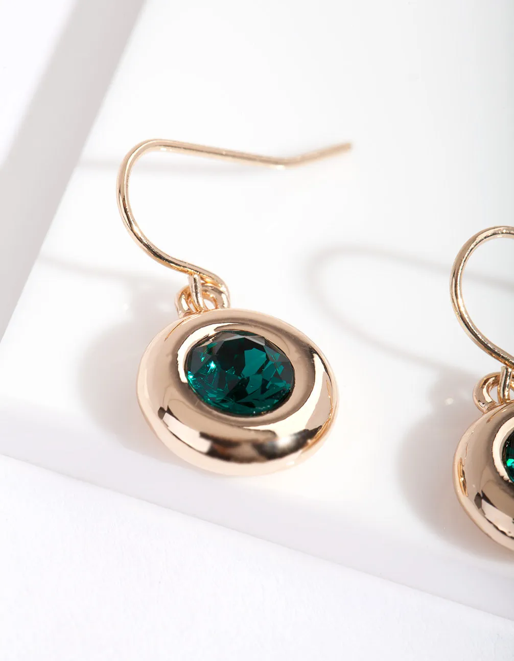 Emerald Diamond Simulant Circle Drop Earrings