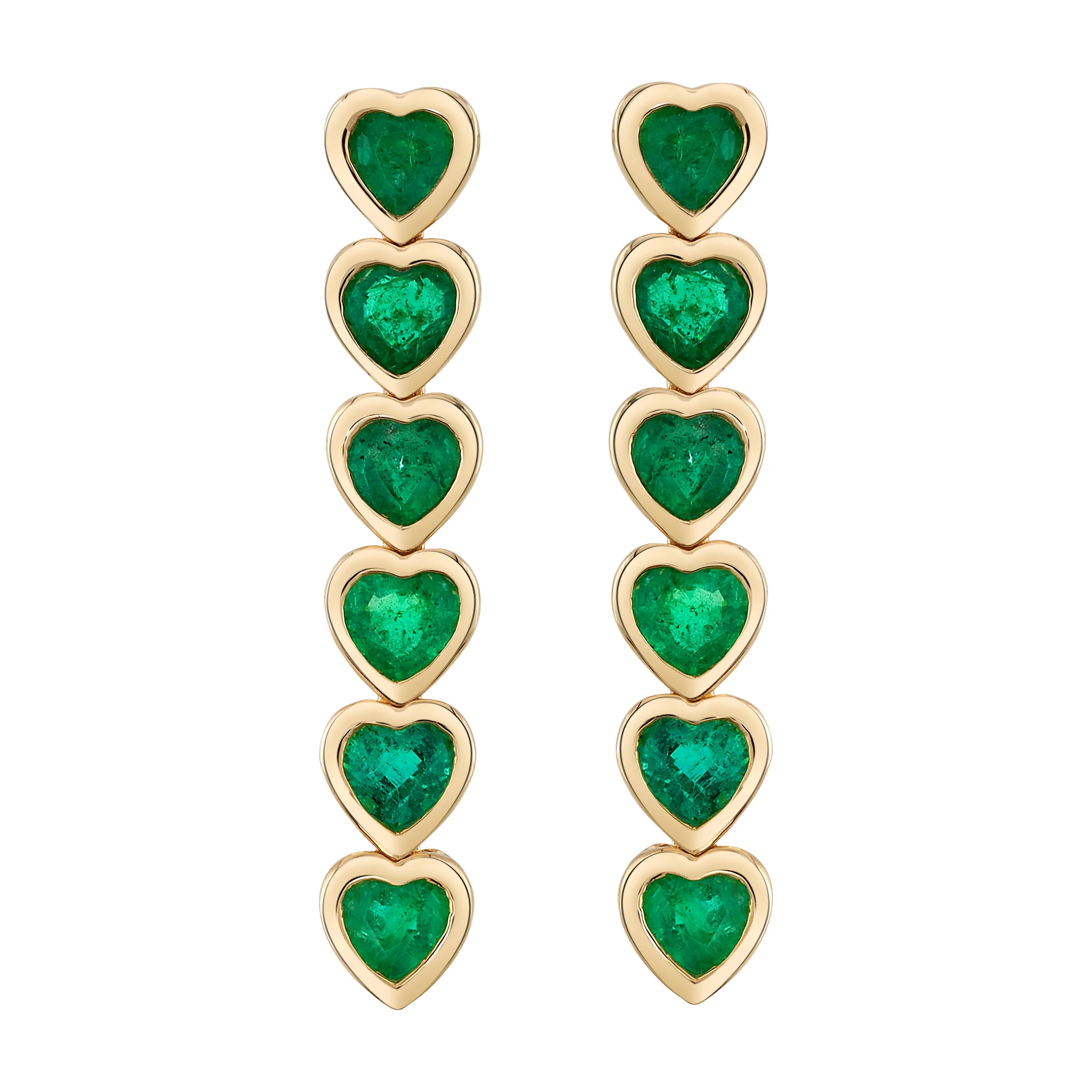 Emerald Hearts Drop Earrings, Pair