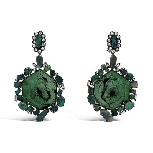 Emerald Slice Dangle Earrings