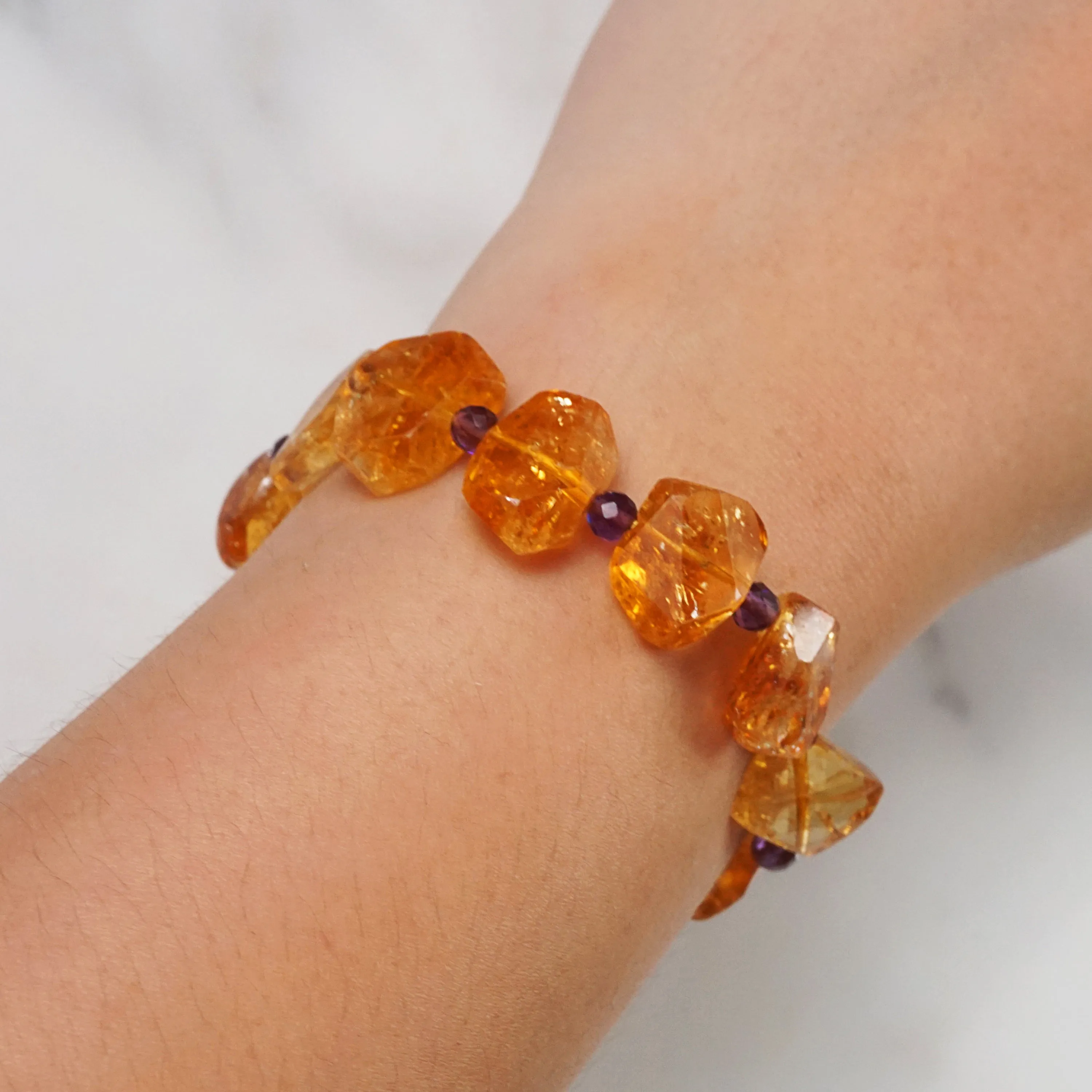 Geometric Citrine w/ Amethyst