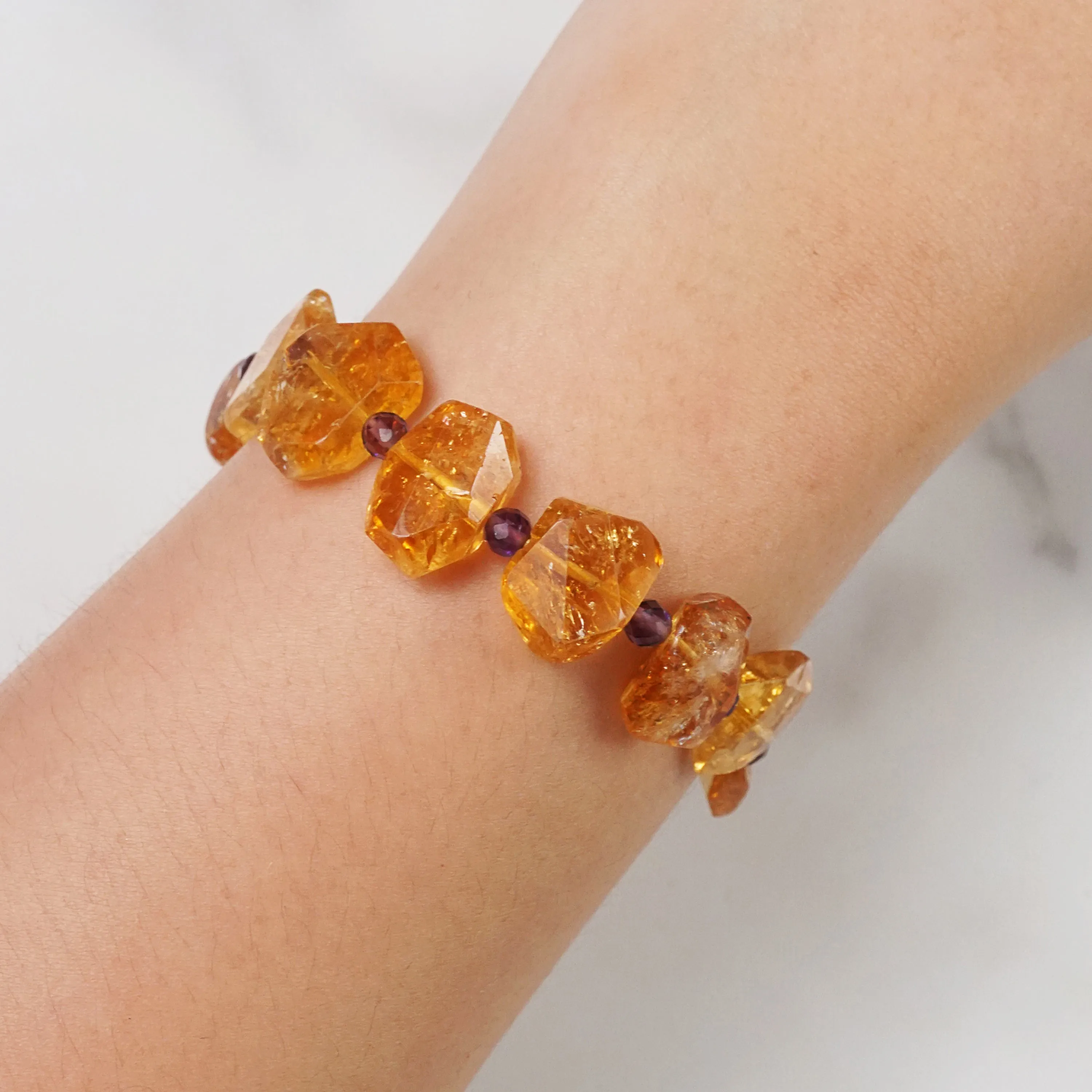 Geometric Citrine w/ Amethyst