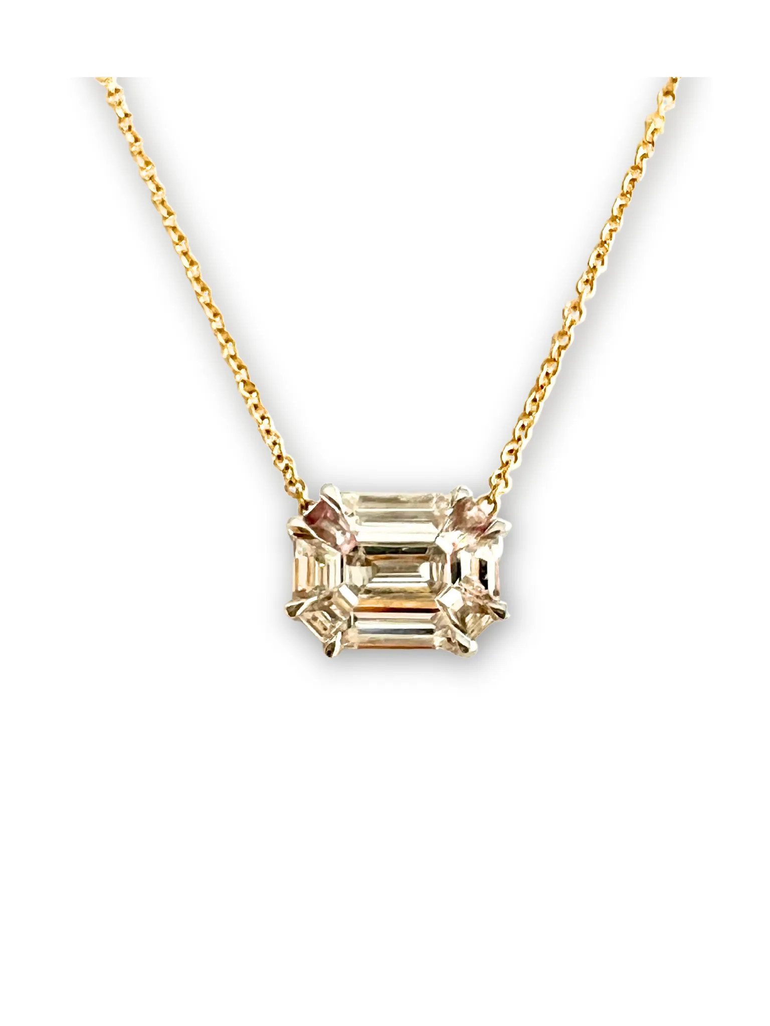 Gold & Emerald Shaped Diamond Solitaire