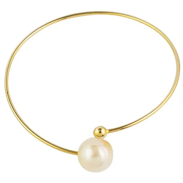 Gold Freshwater Pearl Bangle