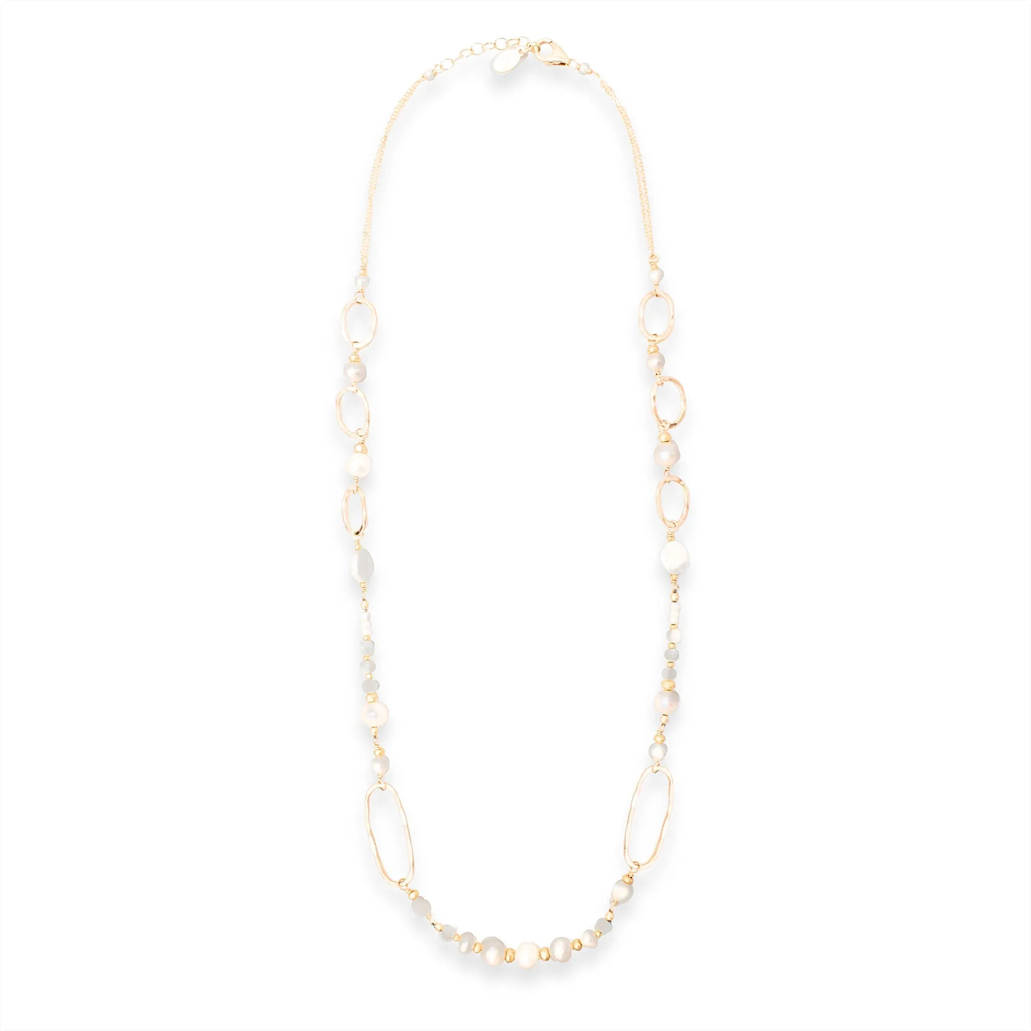 Golden Linked Pearl Necklace