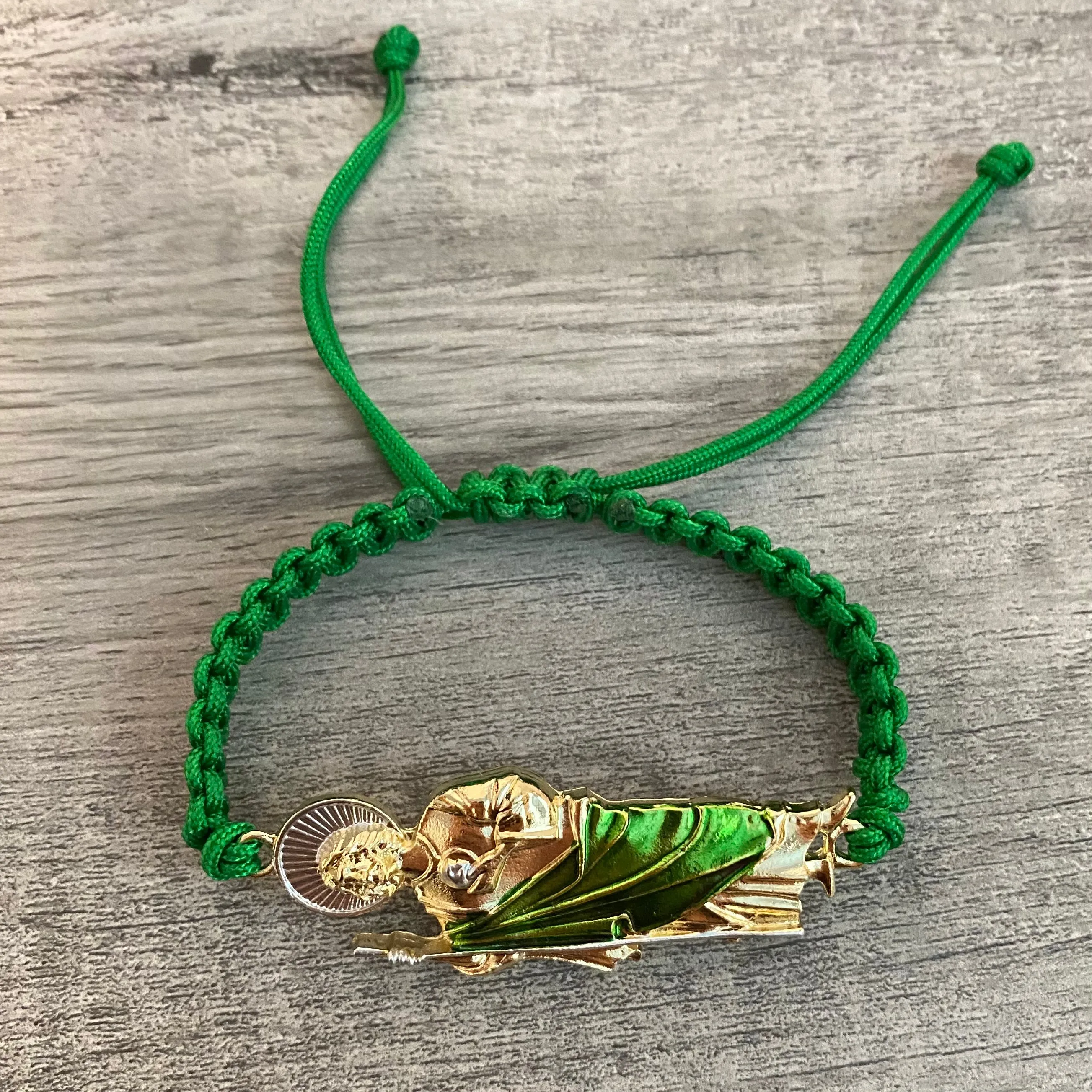 Handmade Green San Judas bracelet 01