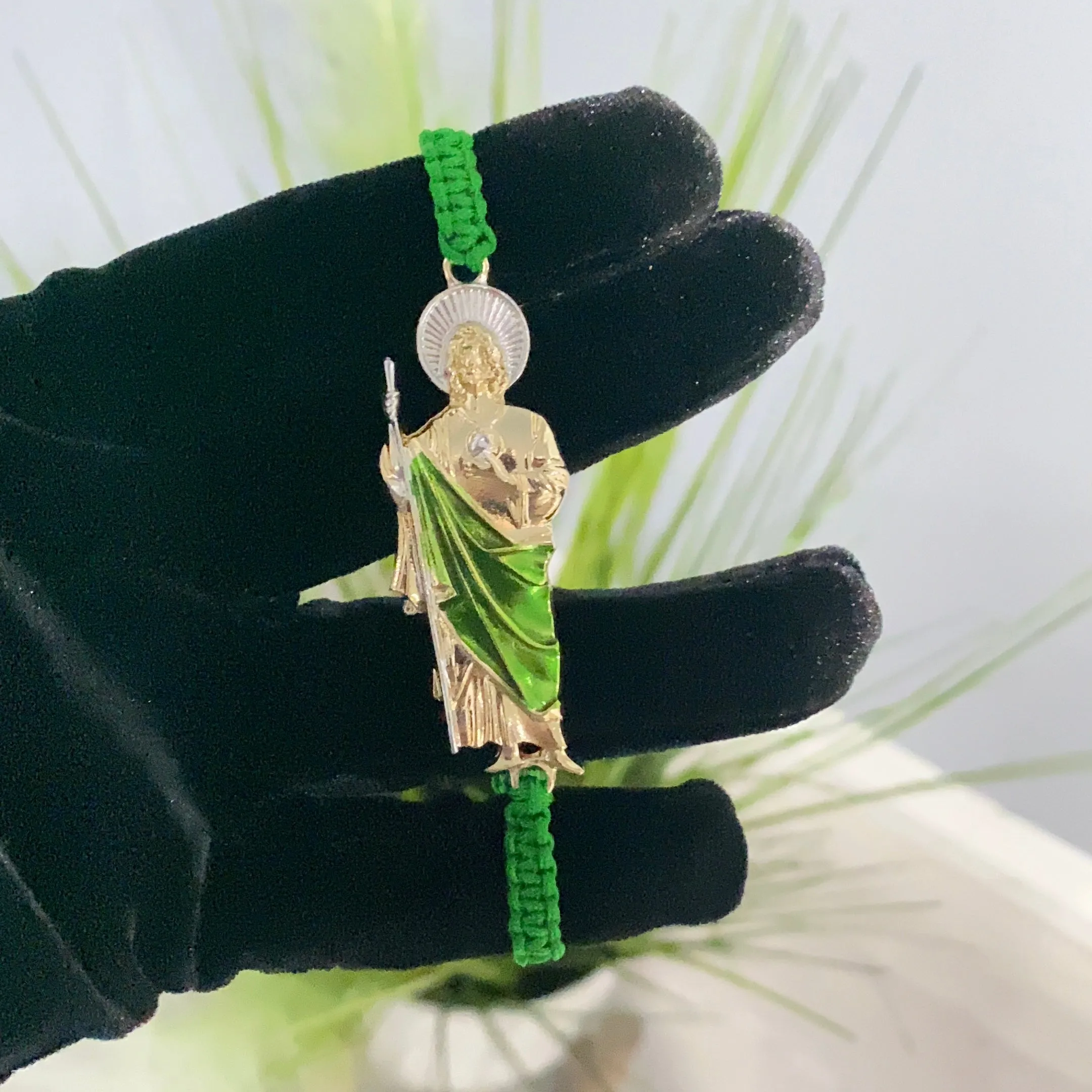 Handmade Green San Judas bracelet 01
