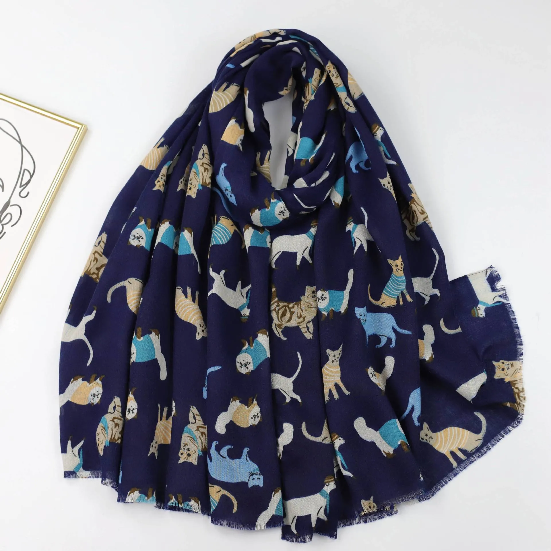 JY231010 cats printed scarf