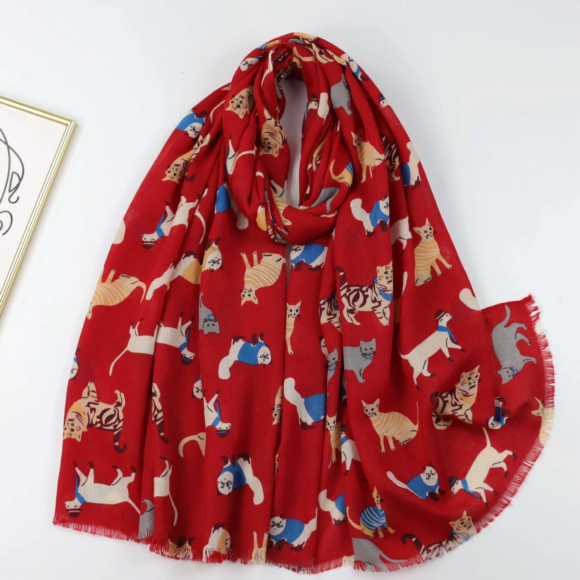 JY231010 cats printed scarf