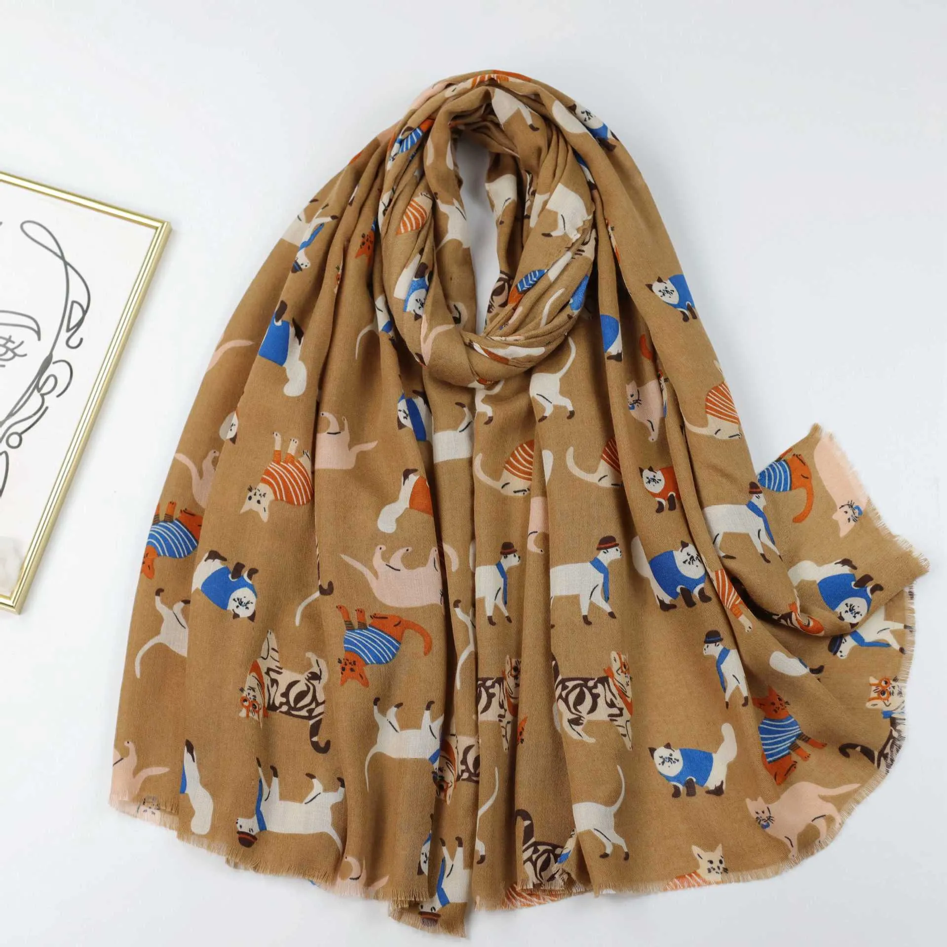 JY231010 cats printed scarf