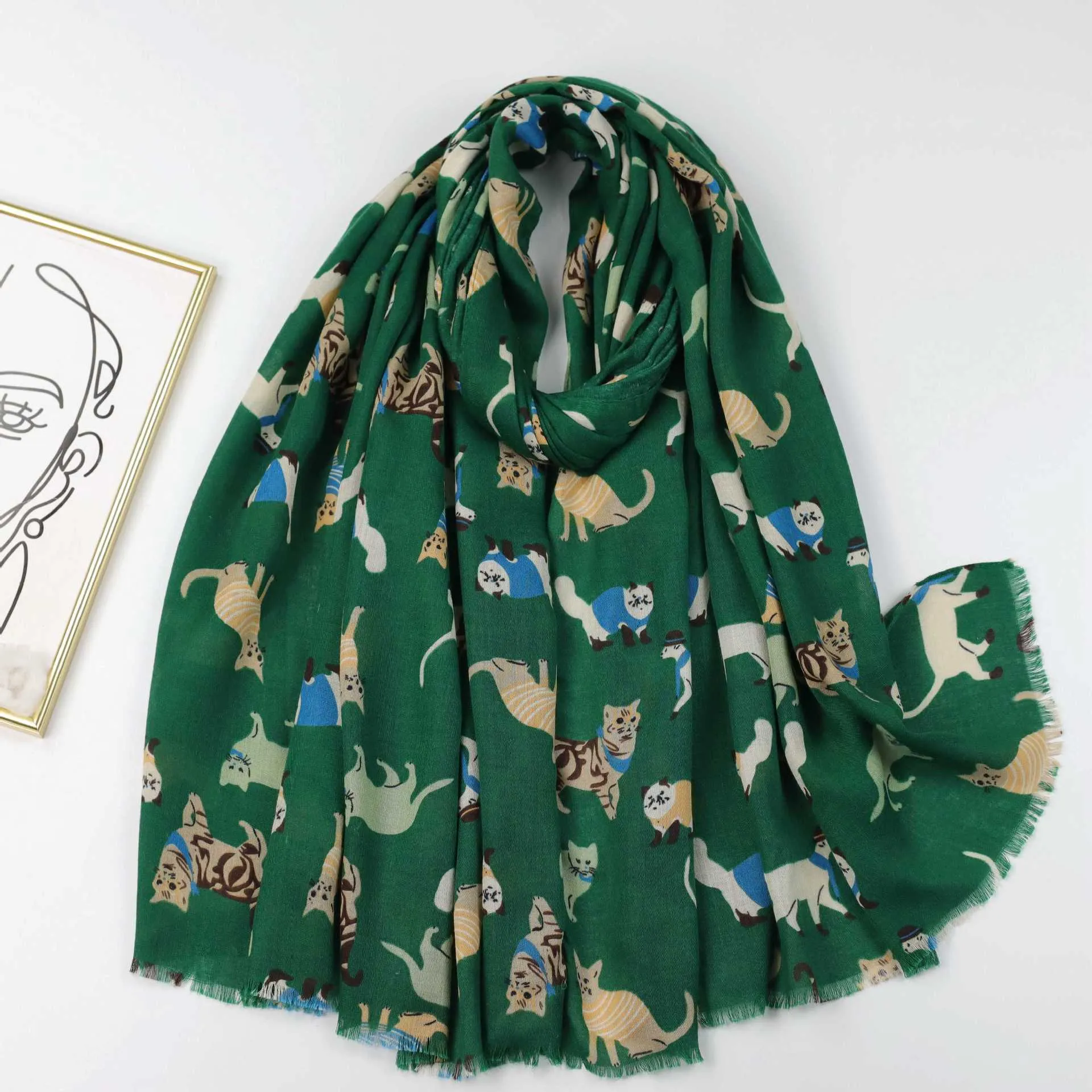 JY231010 cats printed scarf