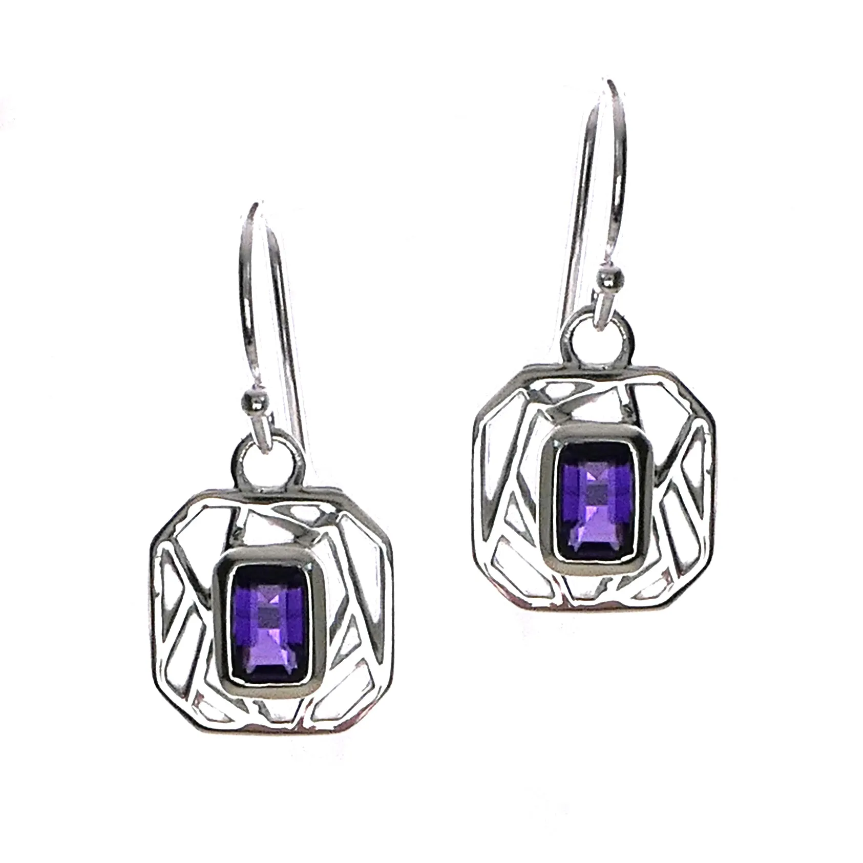 Lattice Amethyst Drop Earrings
