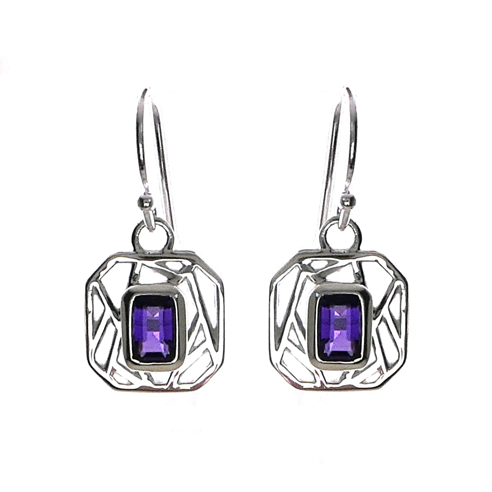 Lattice Amethyst Drop Earrings