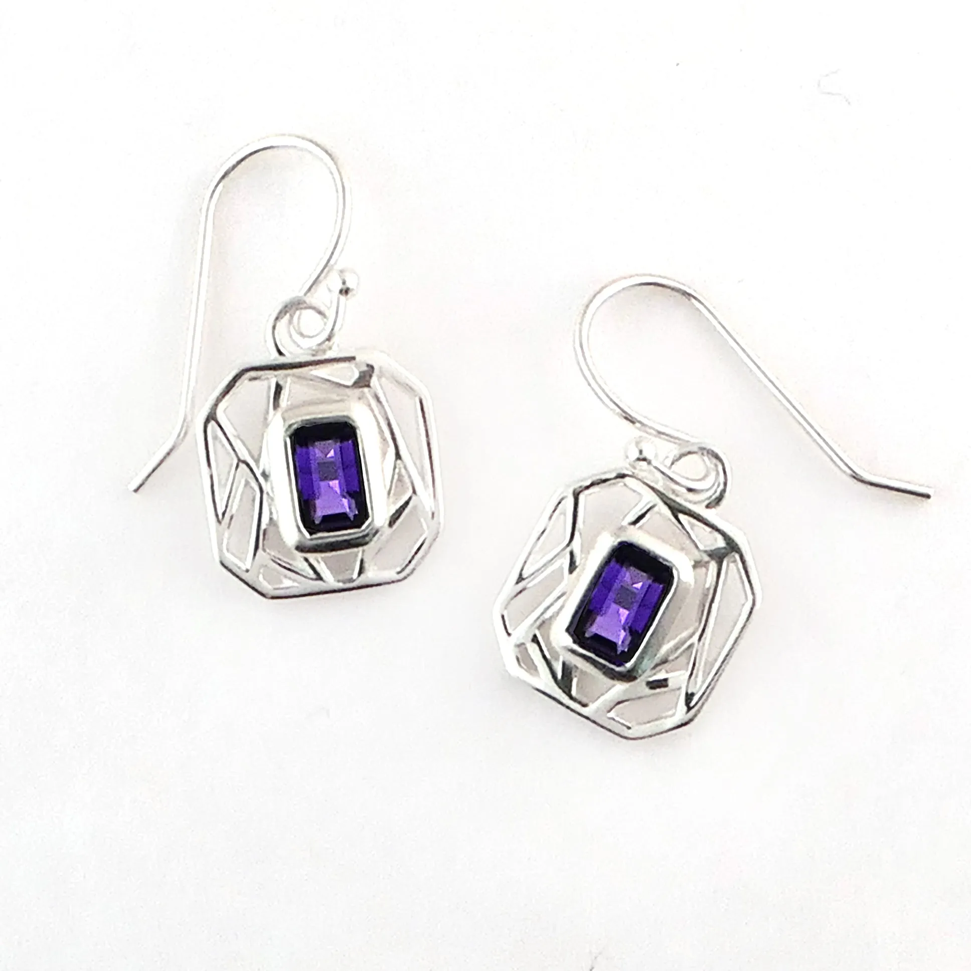 Lattice Amethyst Drop Earrings