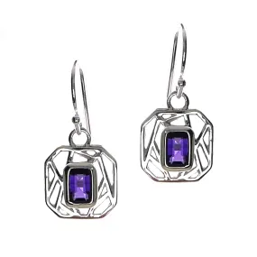 Lattice Amethyst Drop Earrings