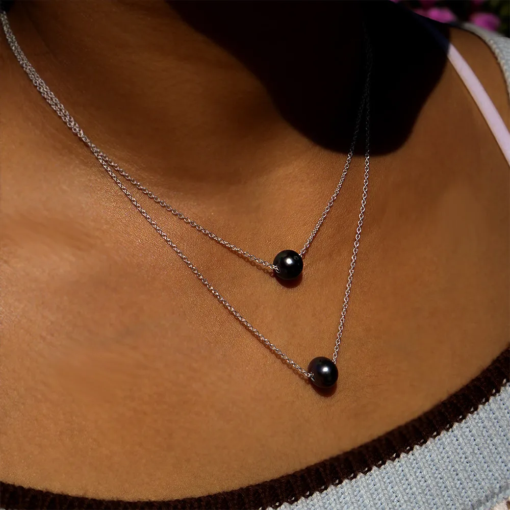 Leialoha 18" Black Pearl Sterling Silver Necklace