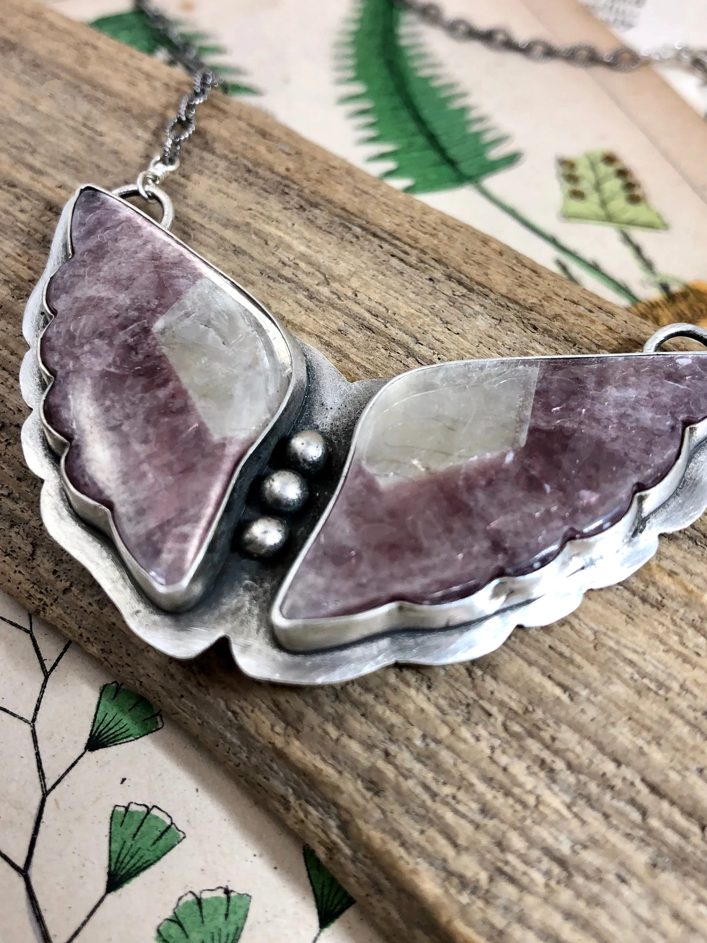 Lepidolite Butterfly Necklace